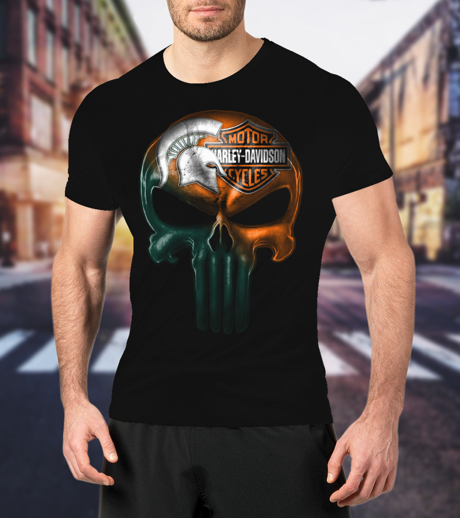 Harley Davidson Motor Cycles Spartan Helmet Skull T-Shirt
