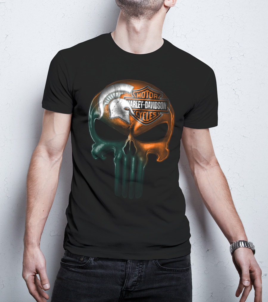 Harley Davidson Motor Cycles Spartan Helmet Skull T-Shirt