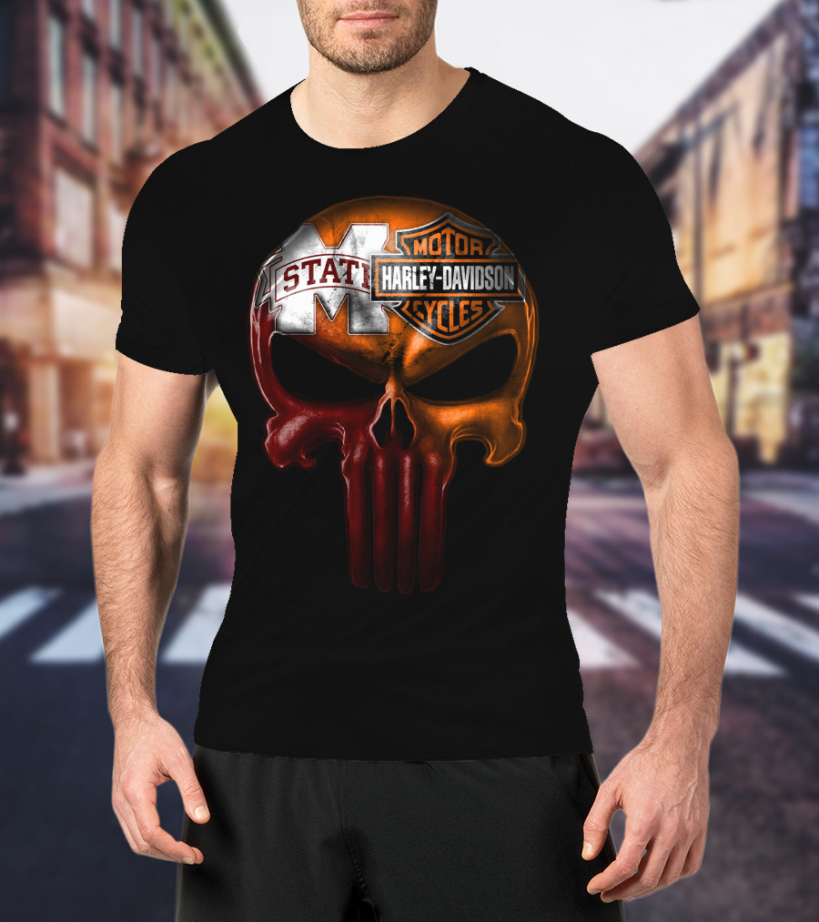 Mississippi State Harley Davidson Punisher T-Shirt