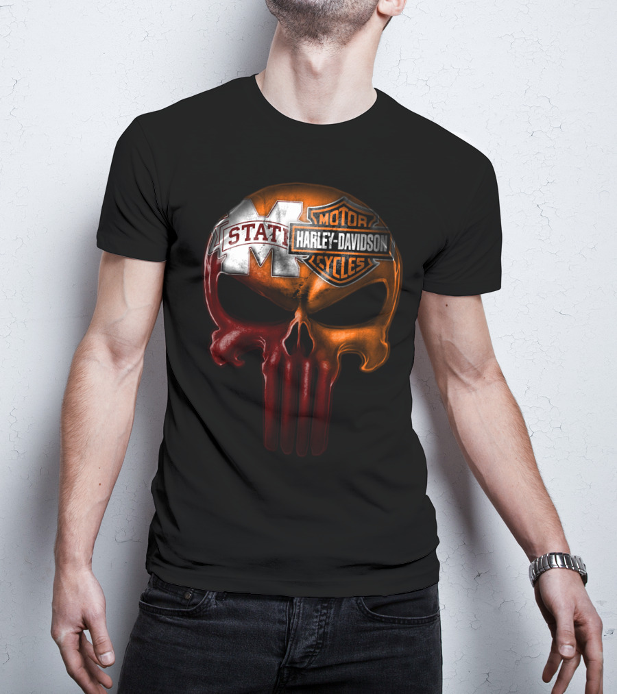 Mississippi State Harley Davidson Punisher T-Shirt