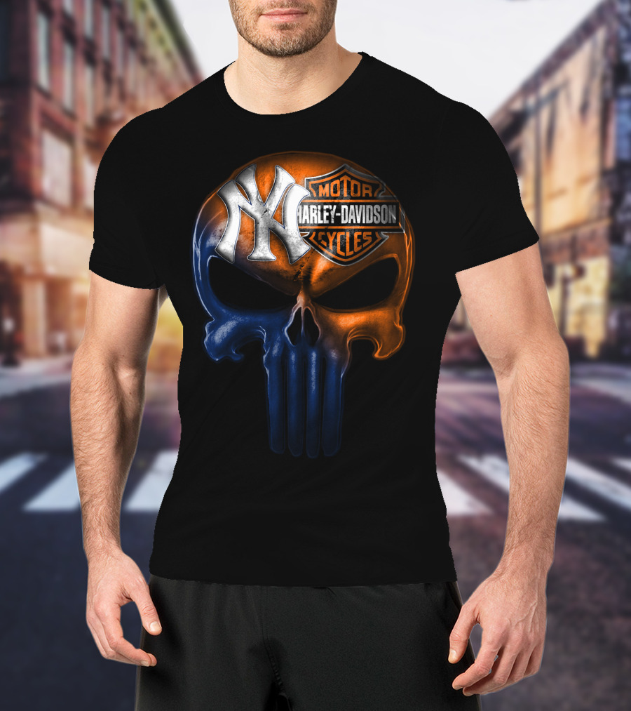 New York Yankees Harley Davidson Skull 30Ahl T-Shirt