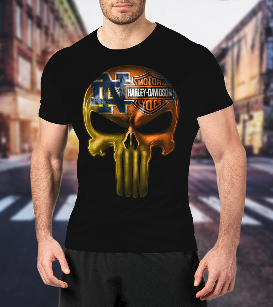 Notre Dame Harley Davidson Punisher Skull T-Shirt