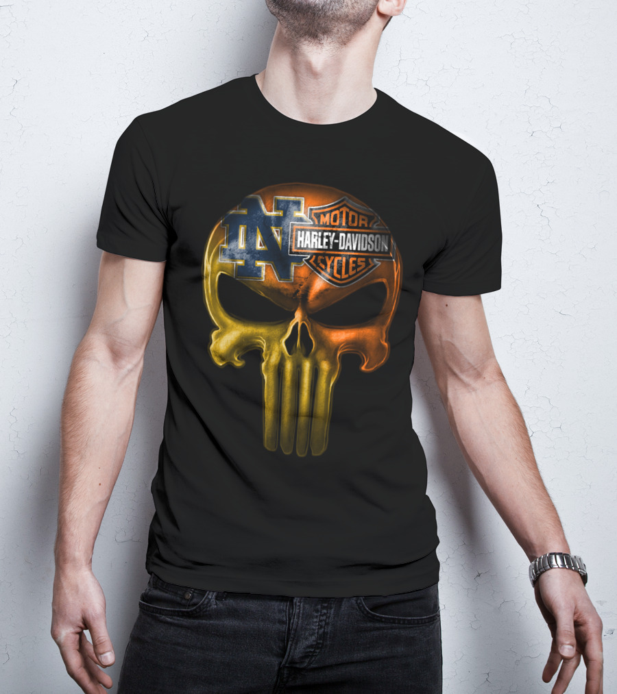 Notre Dame Harley Davidson Punisher Skull T-Shirt