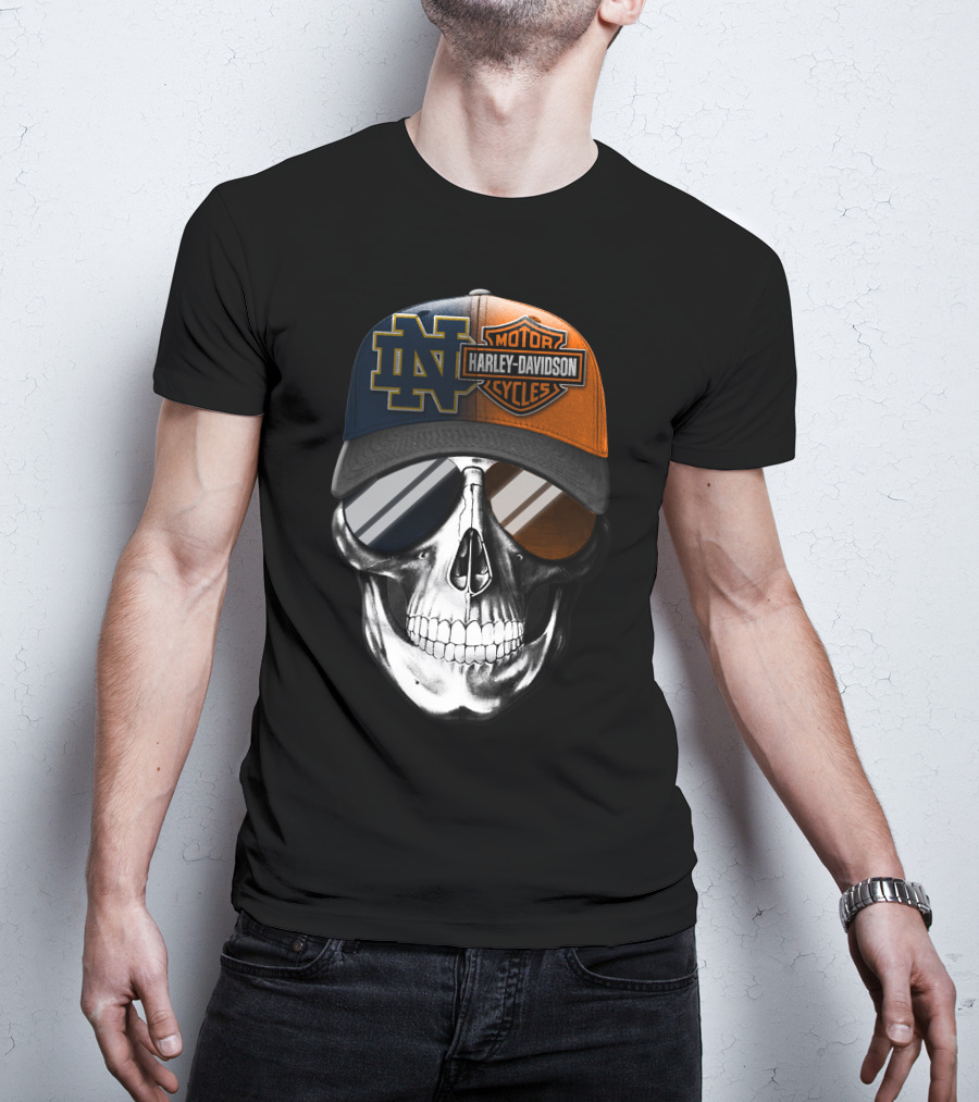 Harley Davidson Notre Dame Skull Cap Split T-Shirt