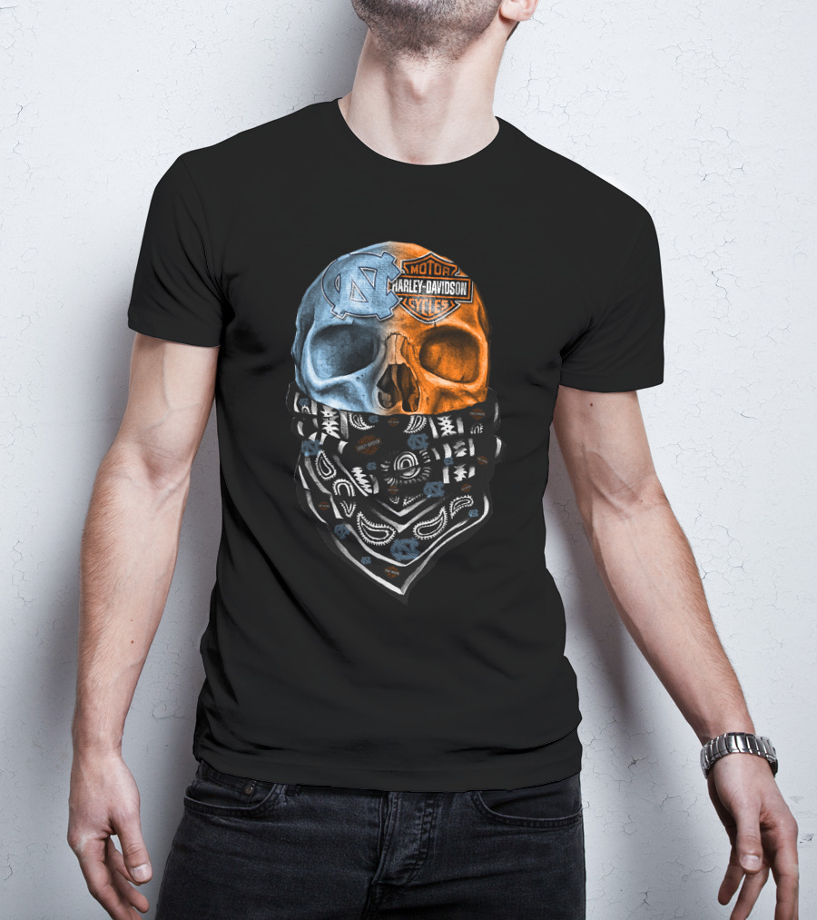 31Ahl North Carolina Tar Heels Harley Davidson Skull Bandana T-Shirt