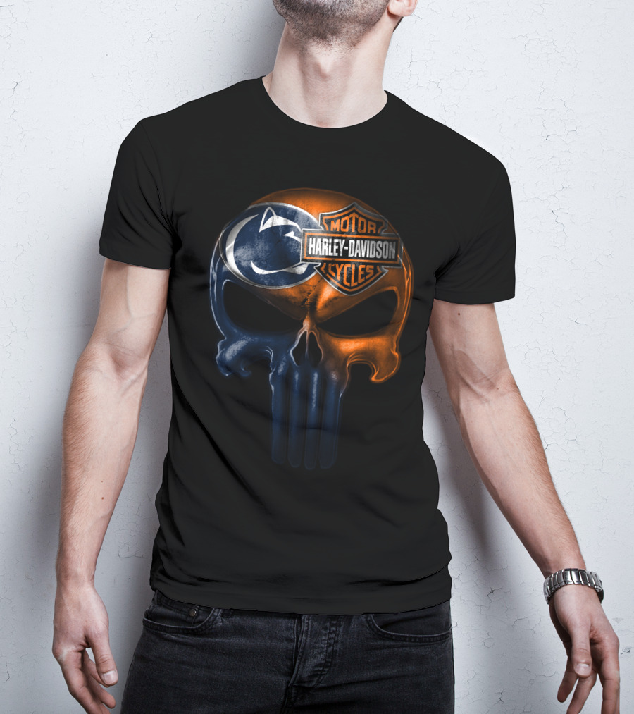 Harley Davidson Motor Cycles Penn State Skull T-Shirt