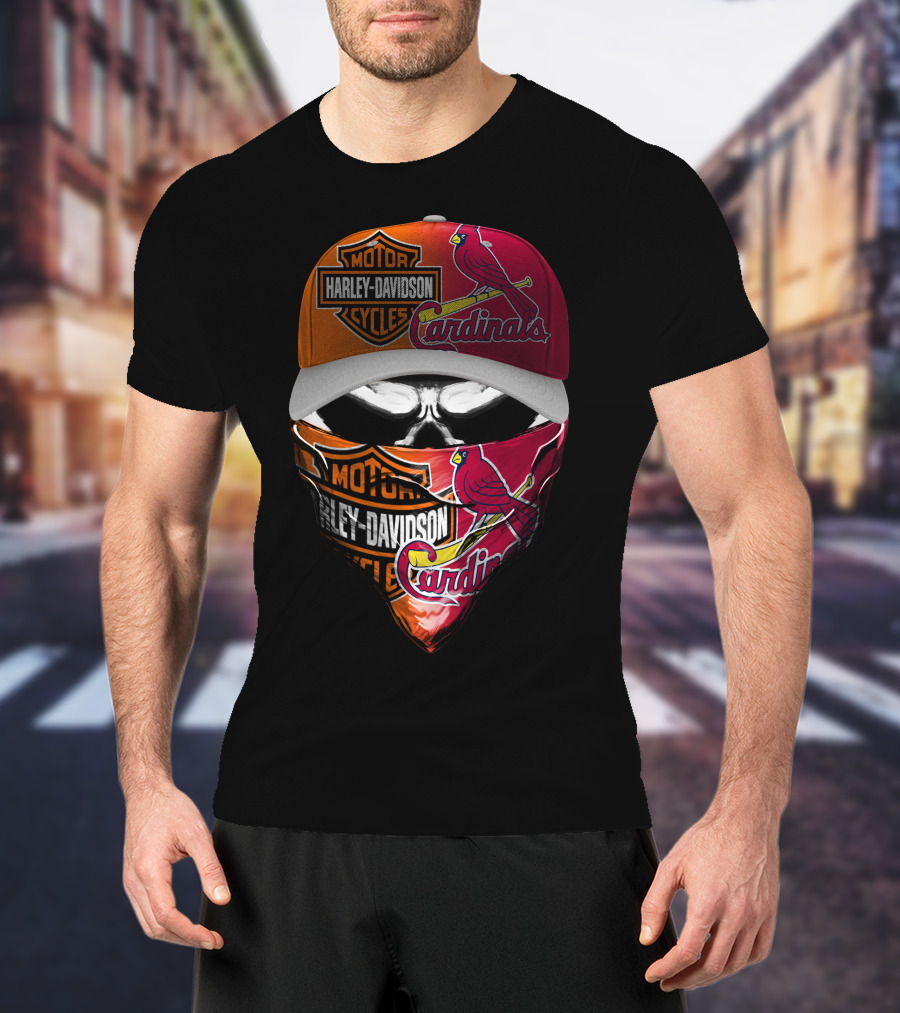 Harley Davidson Motorcycles Cardinals Skull Cap And Bandana Combo T-Shirt