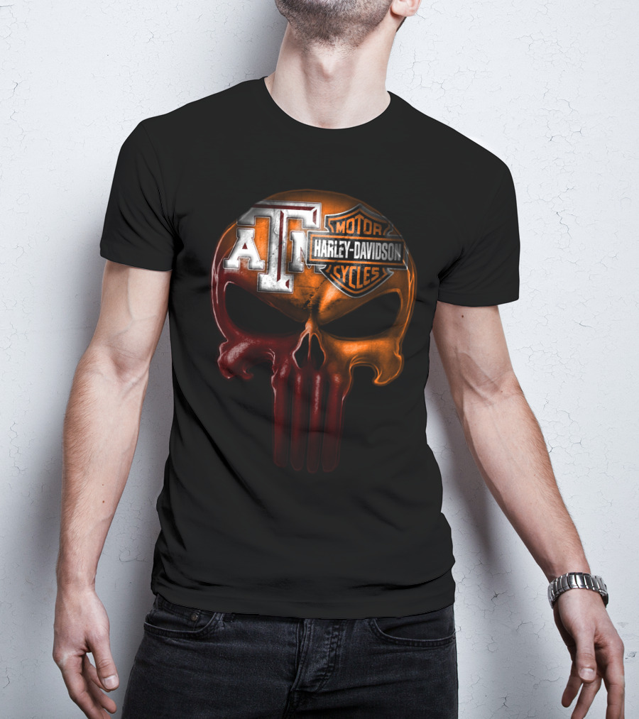 Texas A&M Harley Davidson Punisher Skull T-Shirt