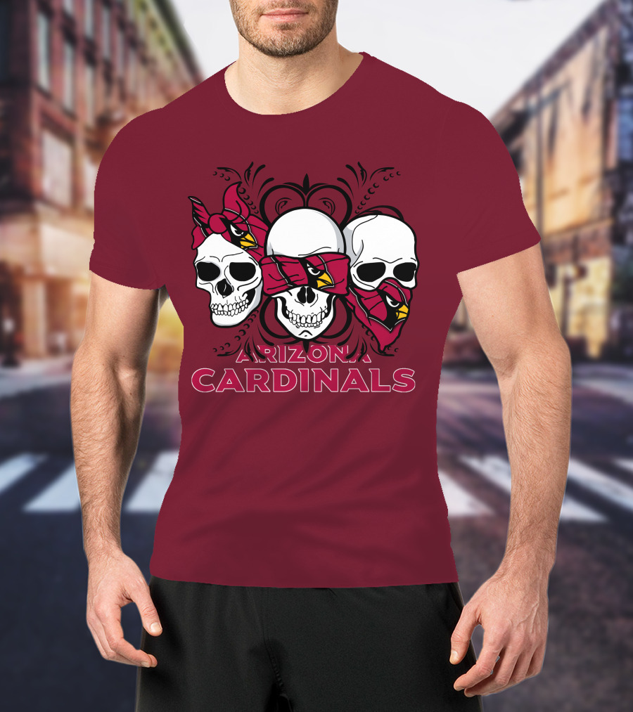 Arizona Cardinals Three Skulls T-Shirt