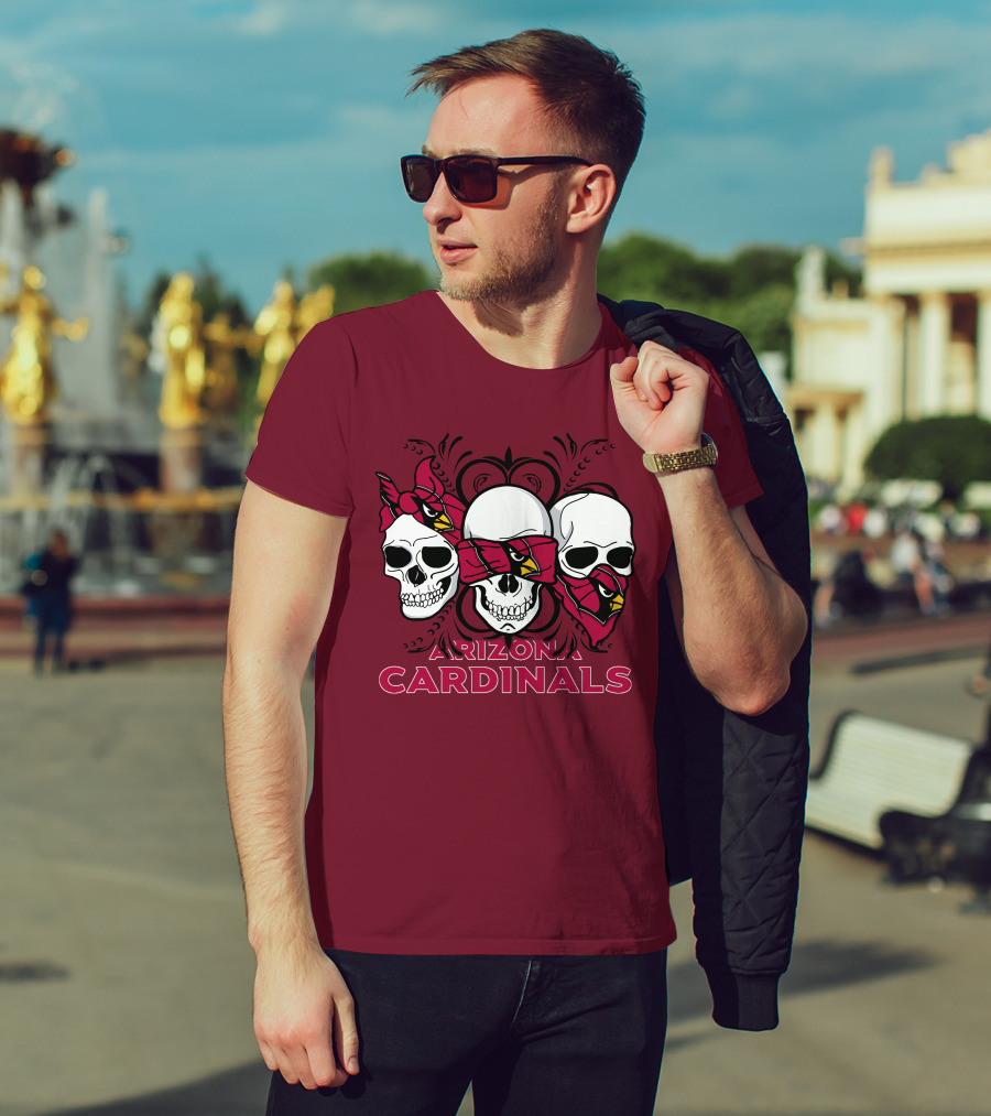 Arizona Cardinals Three Skulls T-Shirt