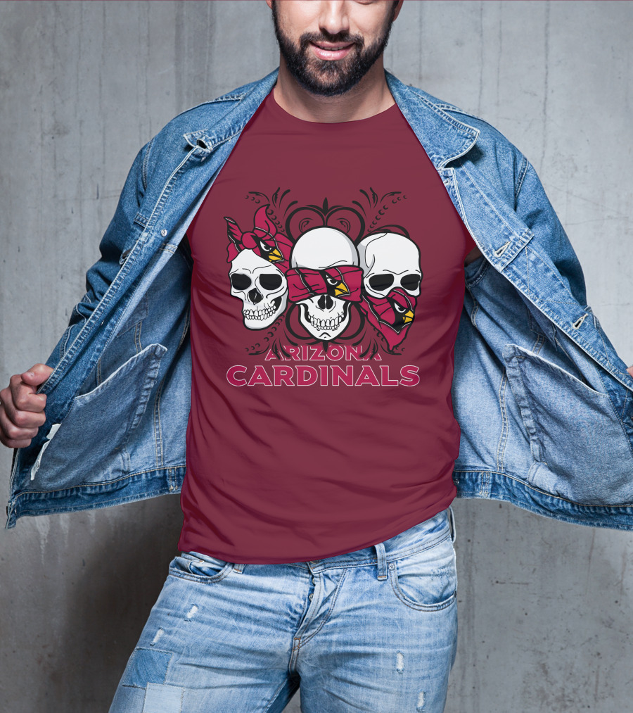 Arizona Cardinals Three Skulls T-Shirt