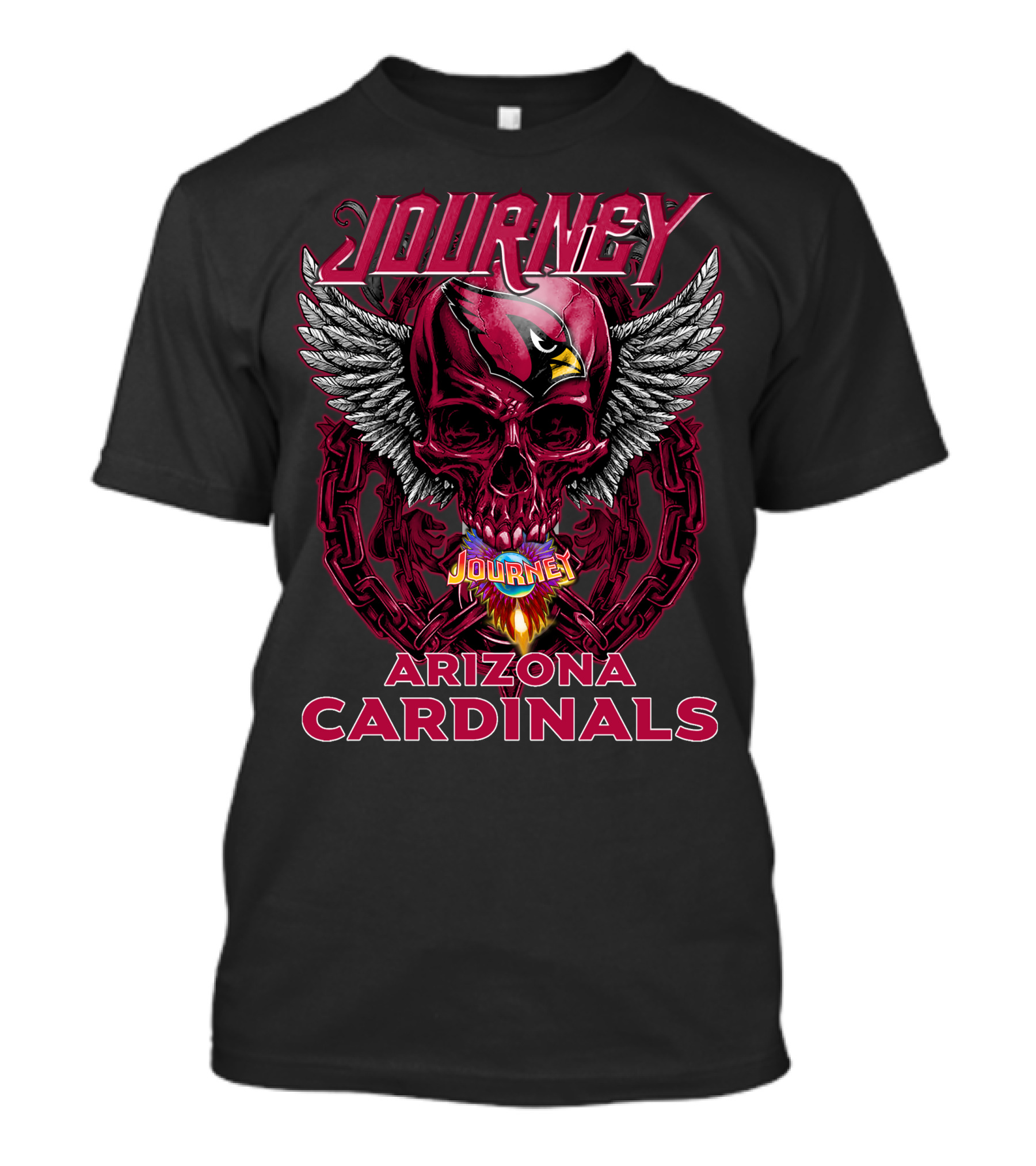 Journey Arizona Cardinals Skull Wings Chain T-Shirt