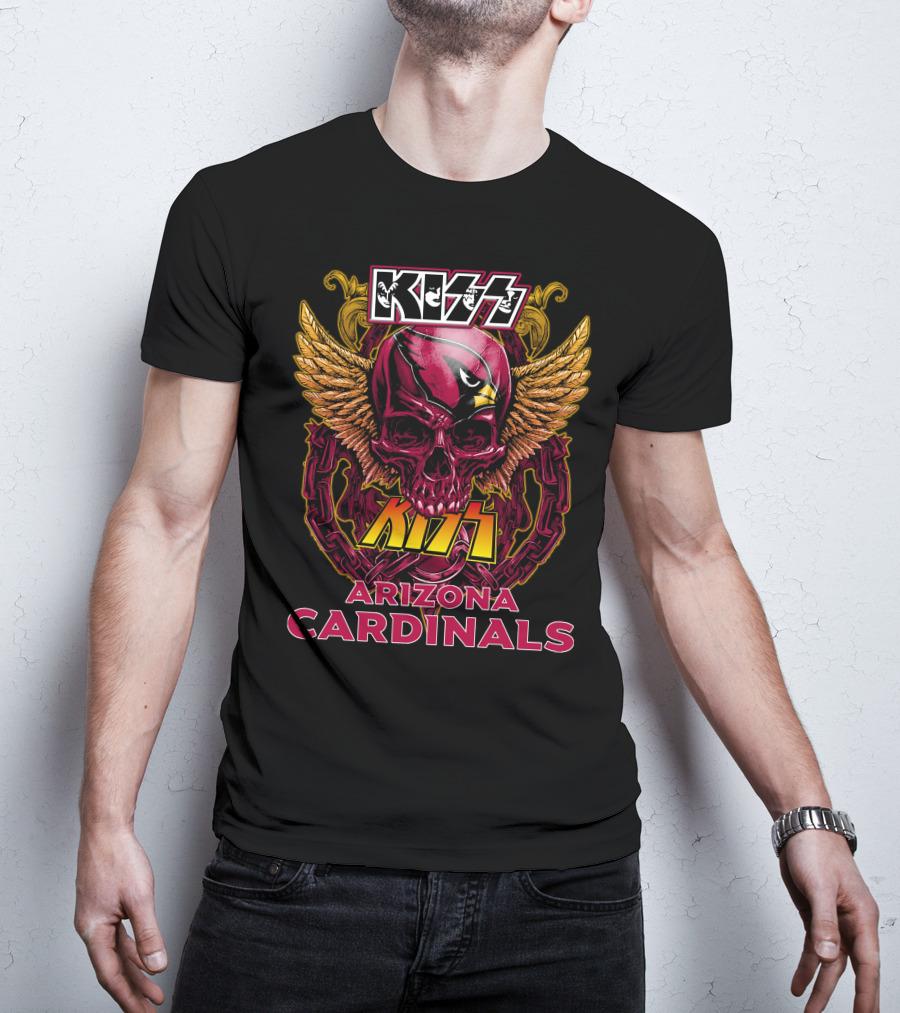 KISS Arizona Cardinals Skull Wings Chain T-Shirt