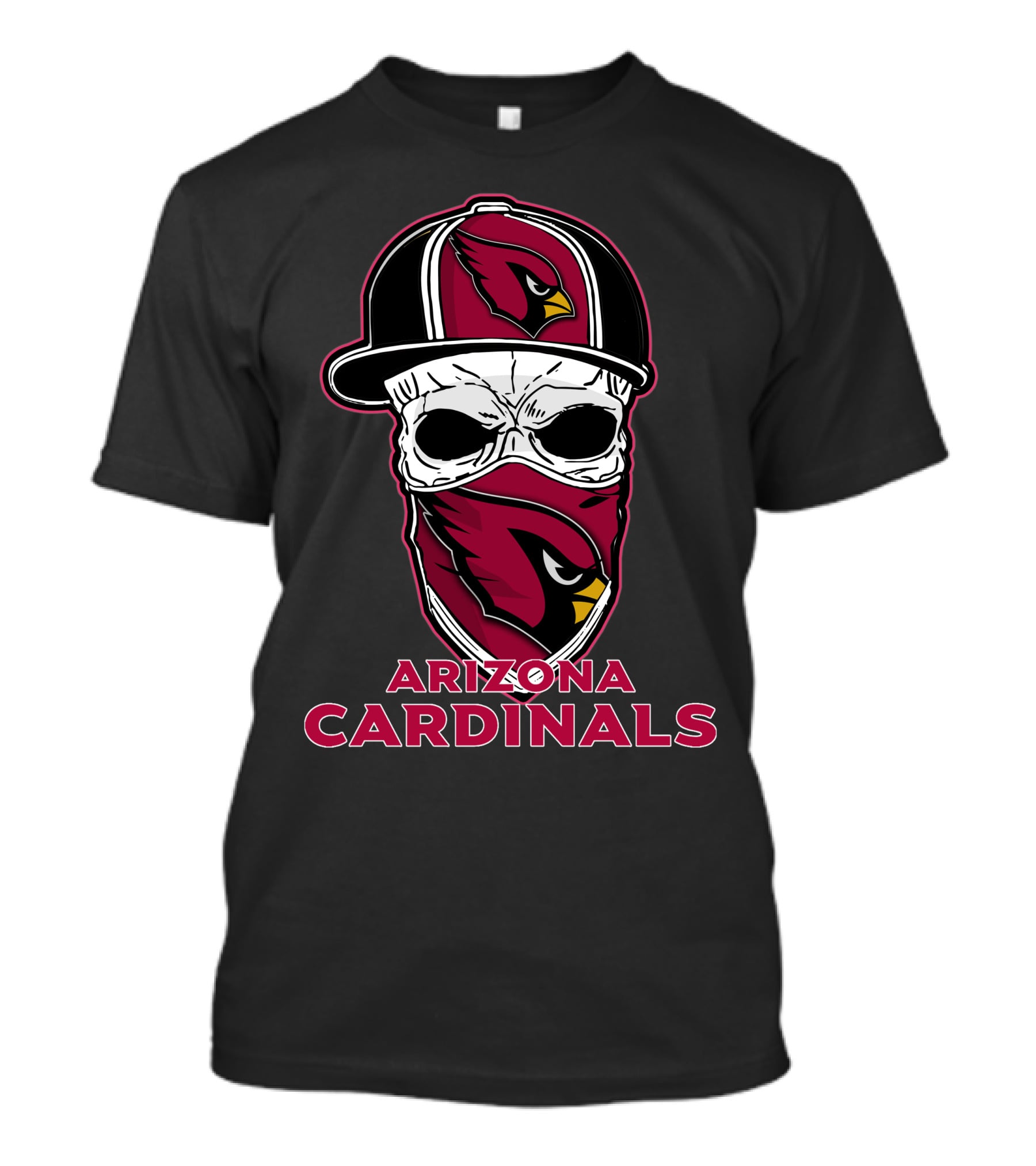 Arizona Cardinals Skull Face Mask Hat T-Shirt