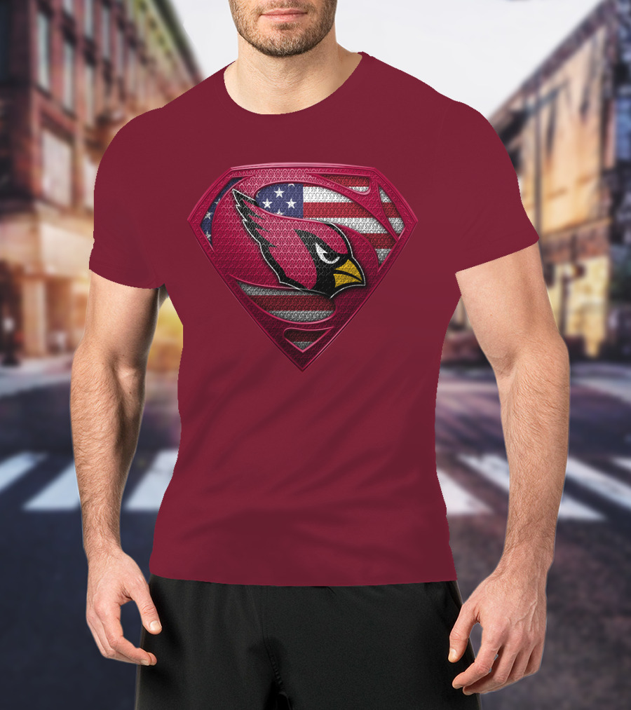 Arizona Cardinals Superman American Flag T-Shirt