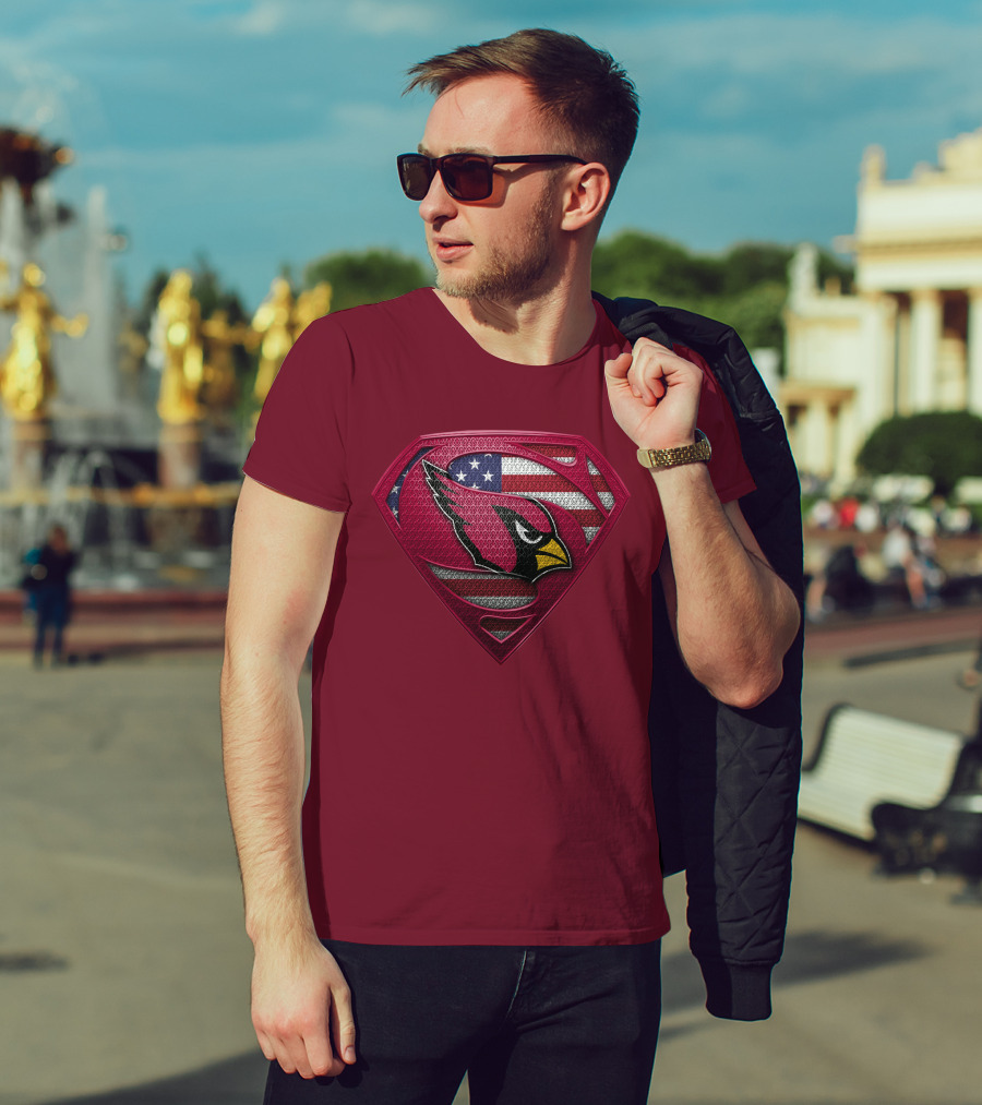 Arizona Cardinals Superman American Flag T-Shirt