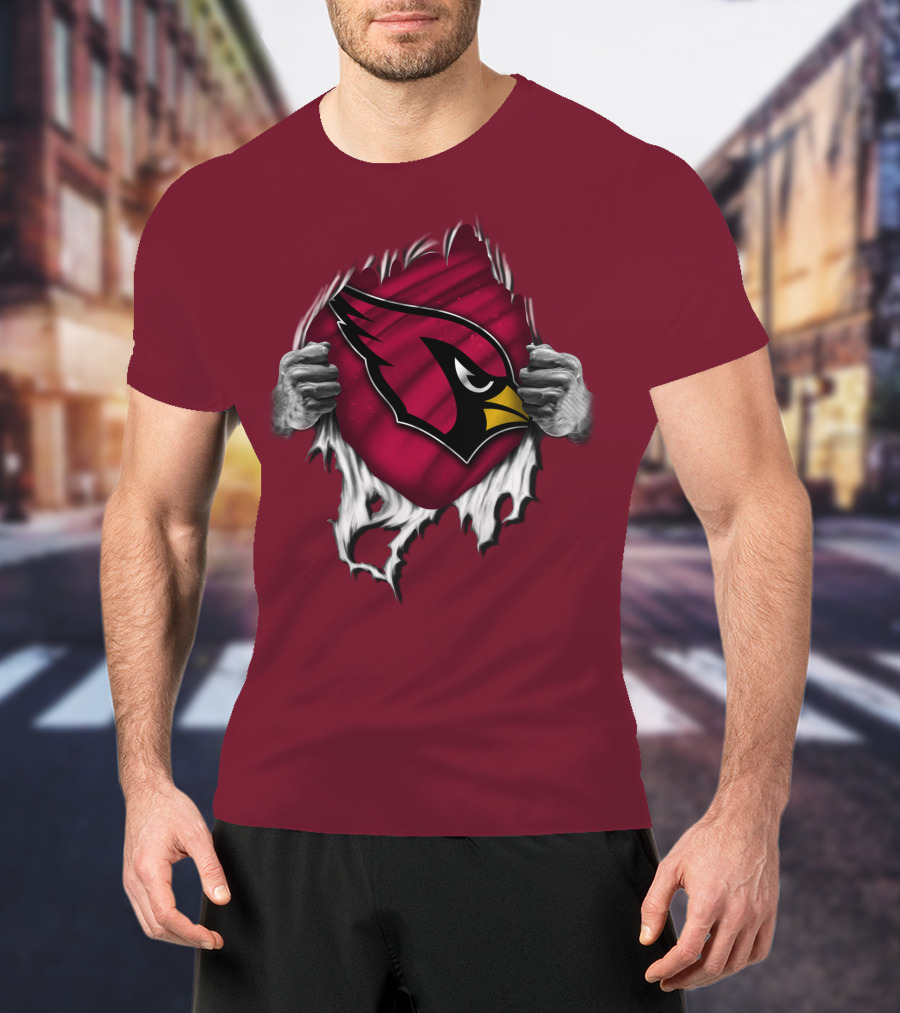 Torn Arizona Cardinals Emblem Revealed By Hands T-Shirt