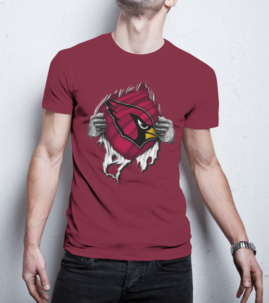 Torn Arizona Cardinals Emblem Revealed By Hands T-Shirt