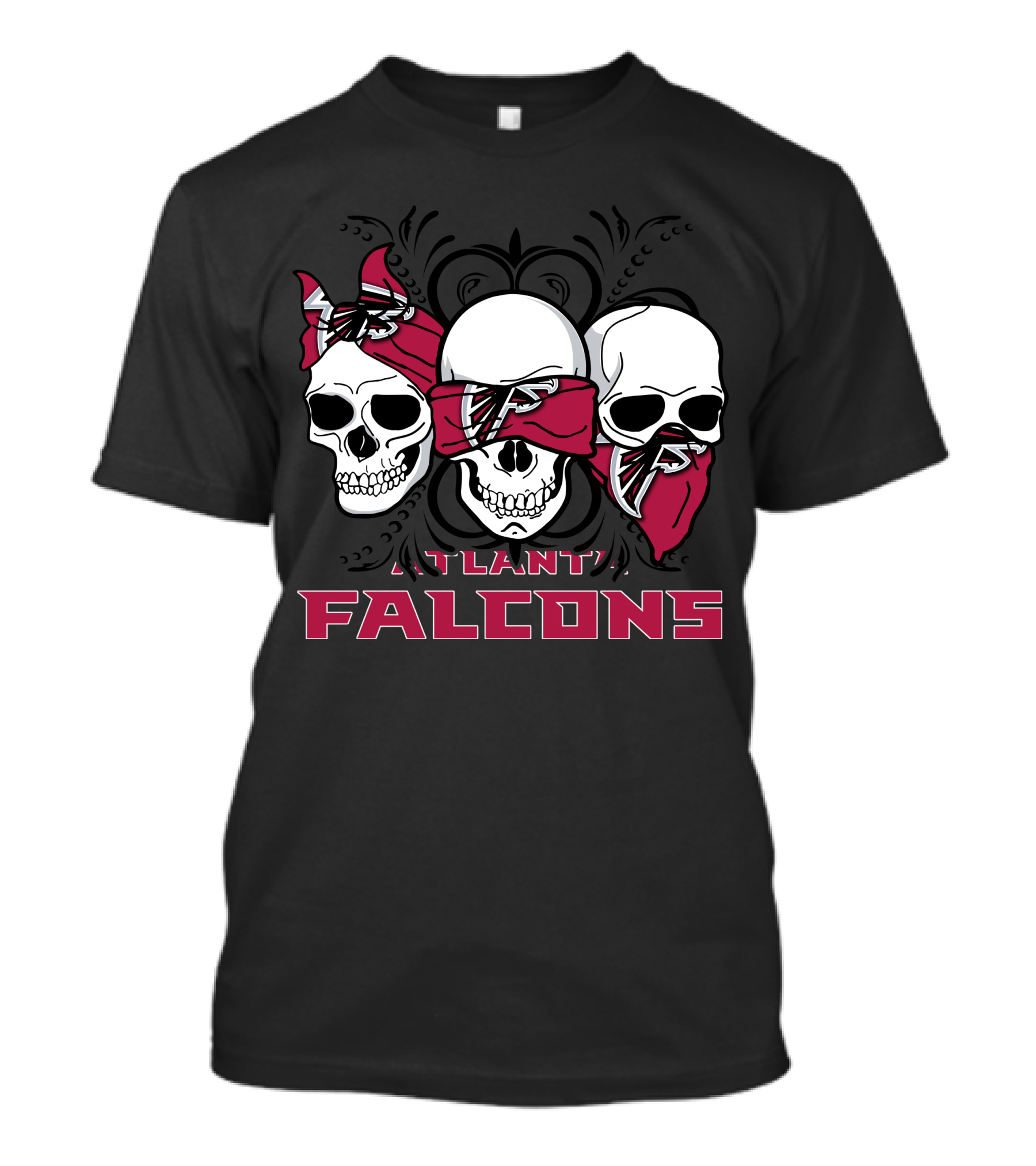 Atlanta Falcons Three Skulls Bandana T-Shirt