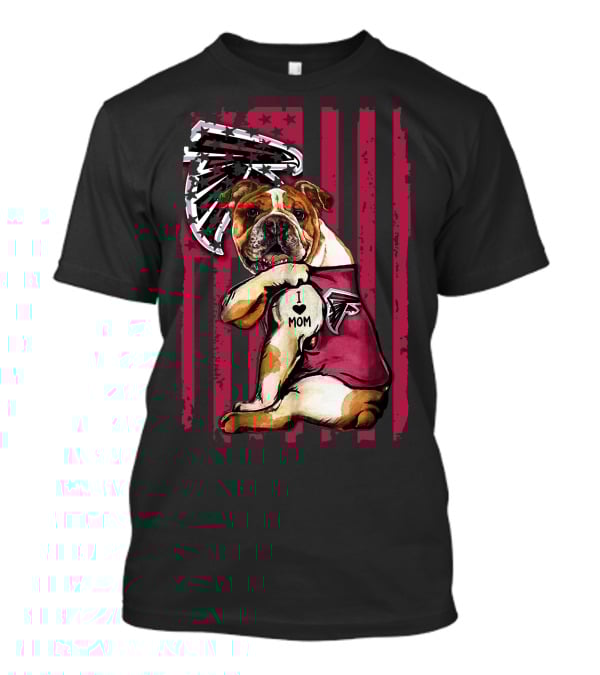Bulldog Atlanta Falcons I Love Mom Flag T-Shirt