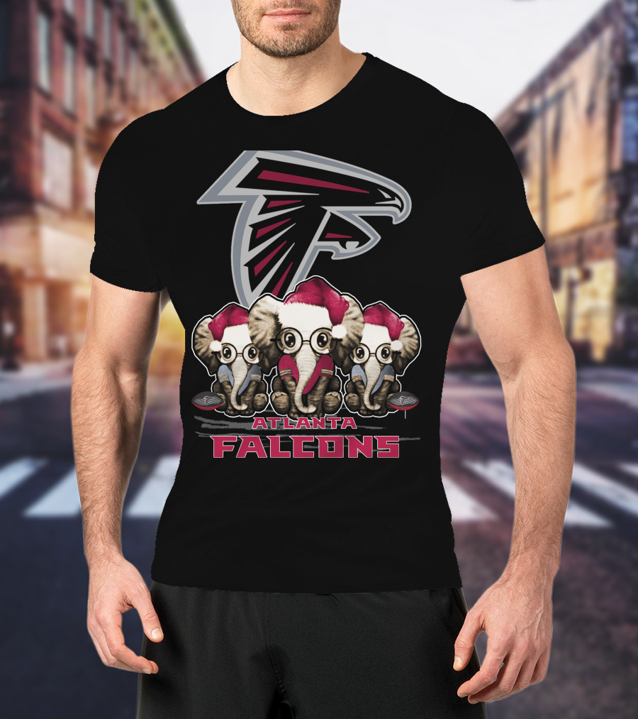 Atlanta Falcons Santa Hat Elephants Christmas T-Shirt