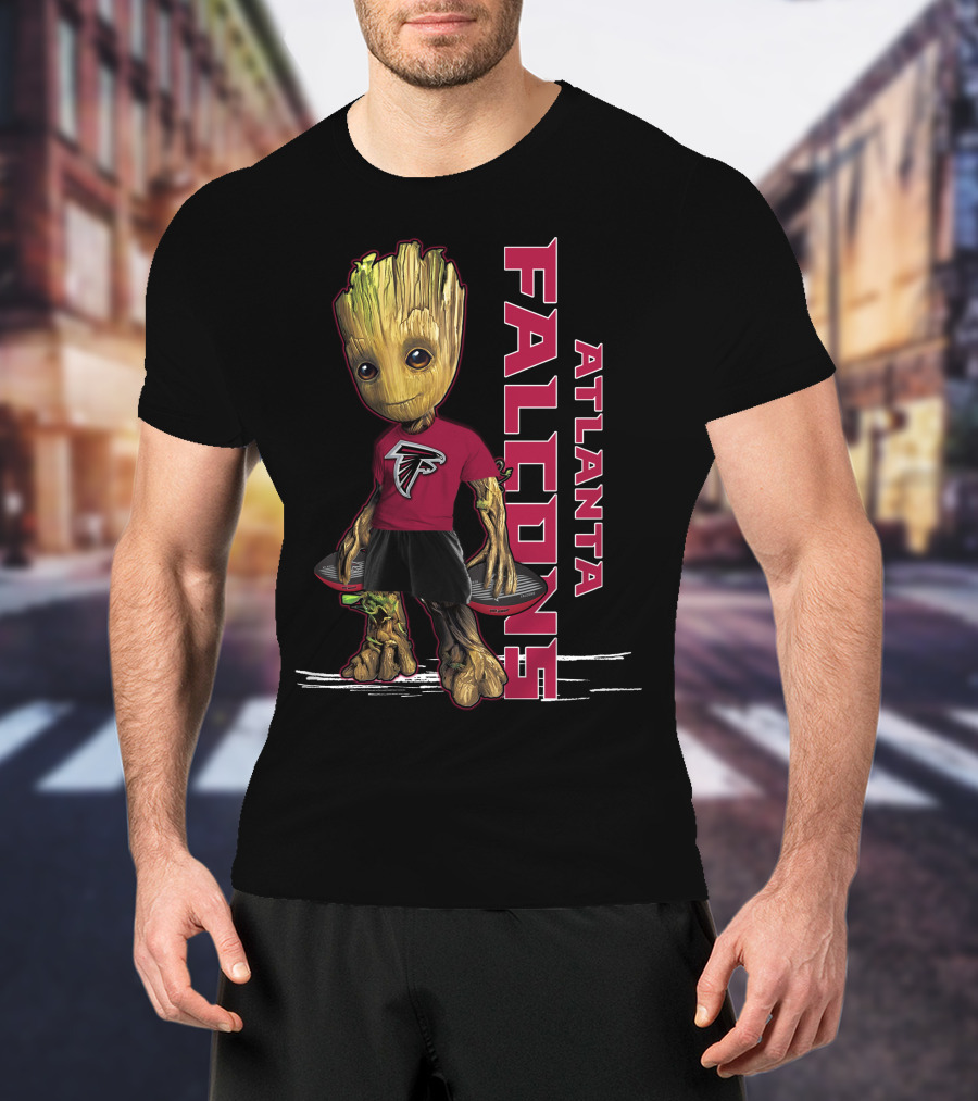 Groot Wearing Atlanta Falcons Logo Shirt Football Fan T-Shirt
