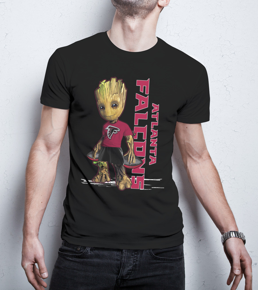 Groot Wearing Atlanta Falcons Logo Shirt Football Fan T-Shirt