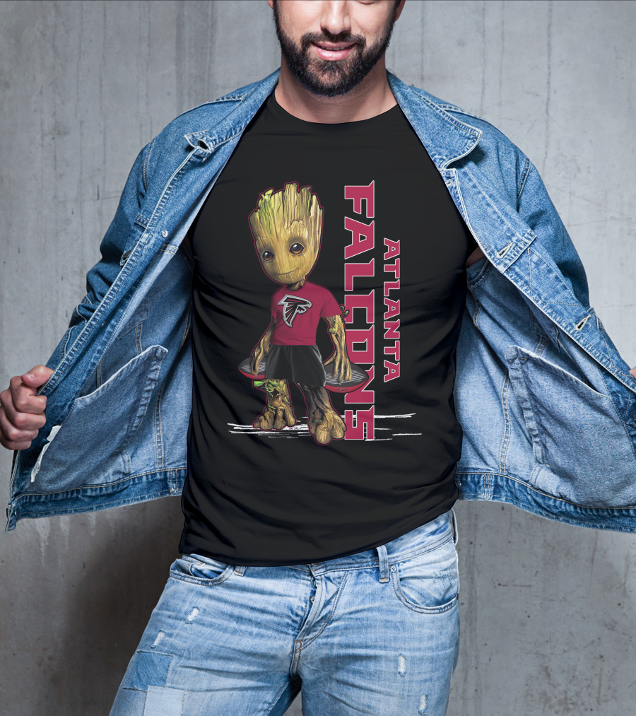 Groot Wearing Atlanta Falcons Logo Shirt Football Fan T-Shirt