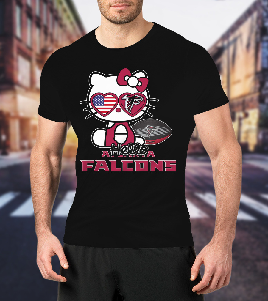 Hello Kitty Atlanta Falcons American Flag Football T-Shirt