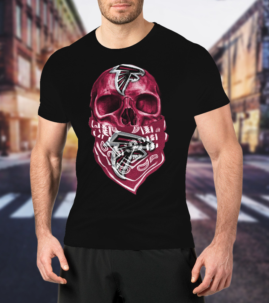 Atlanta Falcons Skull Bandana T-Shirt