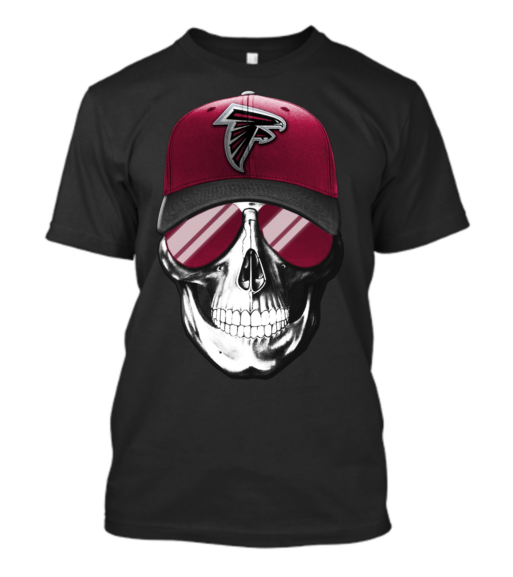Atlanta Falcons Skull Red Cap T-Shirt