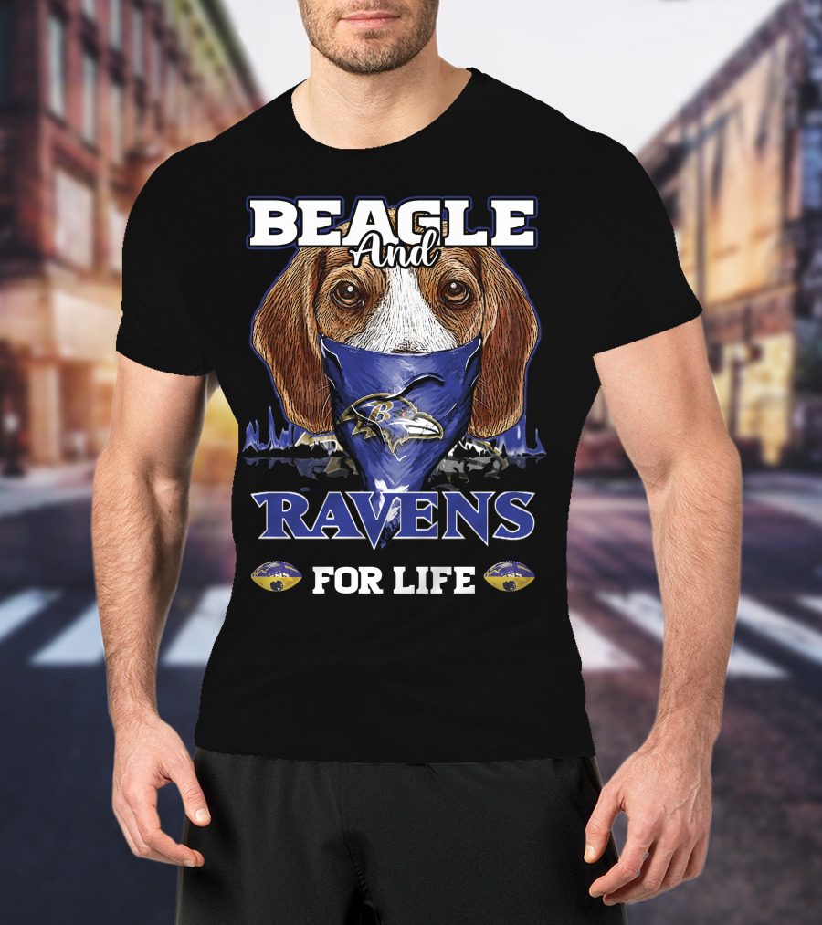 Beagle And Ravens For Life Baltimore Ravens T-Shirt