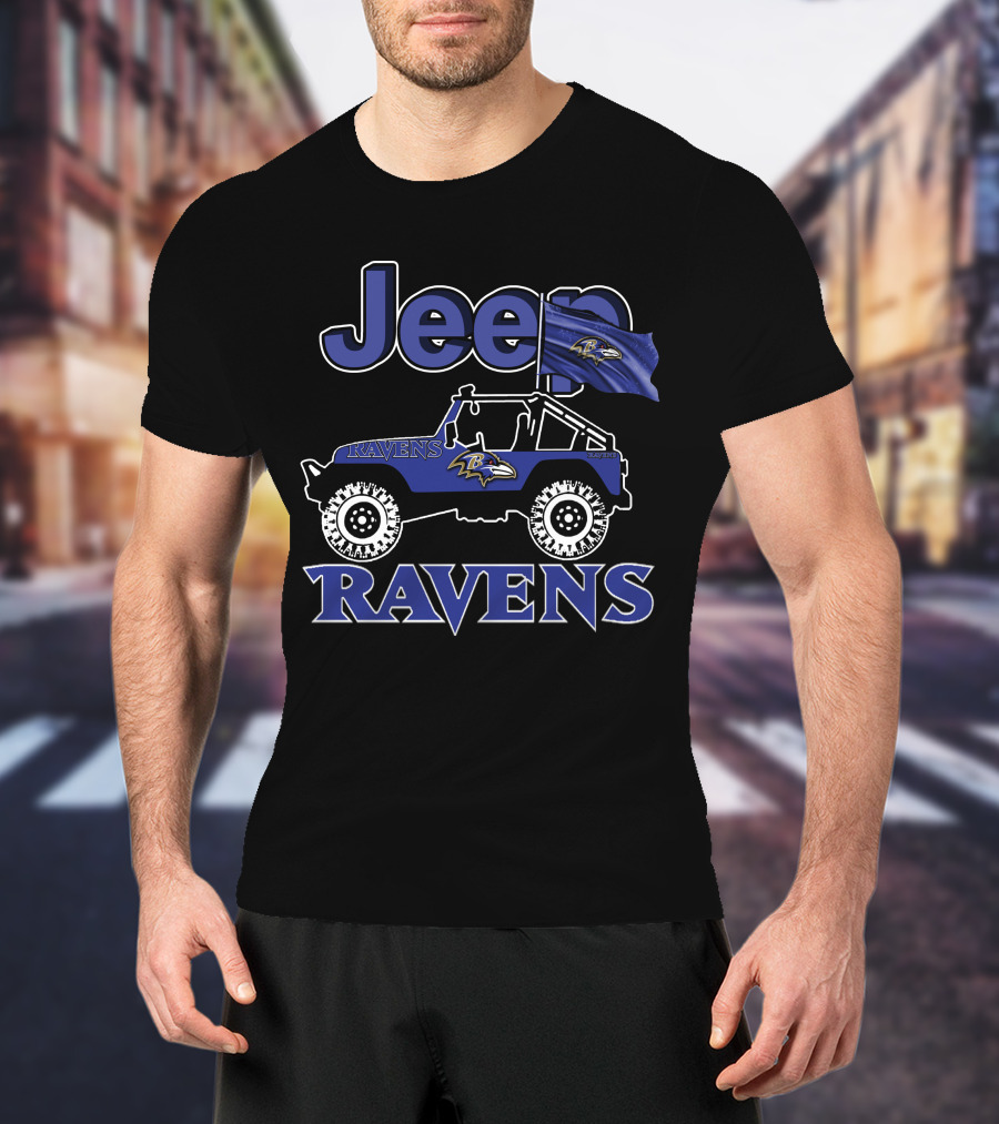Jeep Ravens Baltimore Ravens Flag Logo 4x4 Vehicle T-Shirt