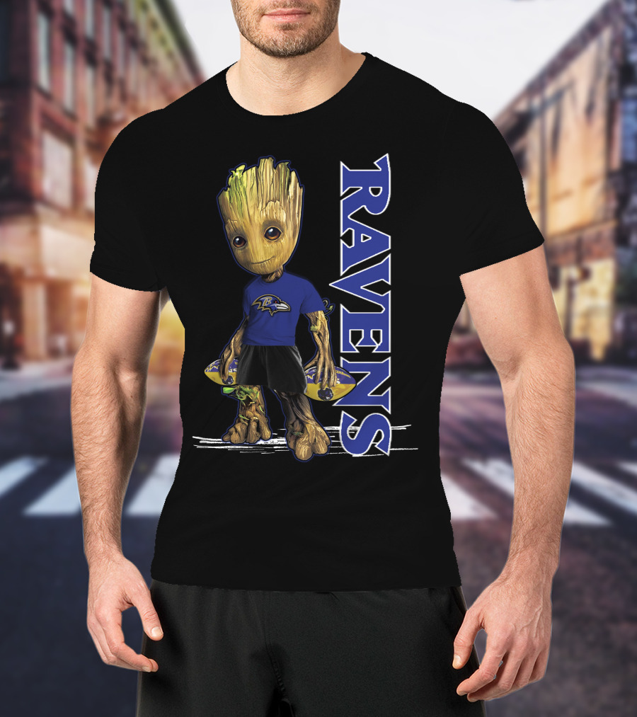 Groot Ravens Baltimore Football Fan T-Shirt