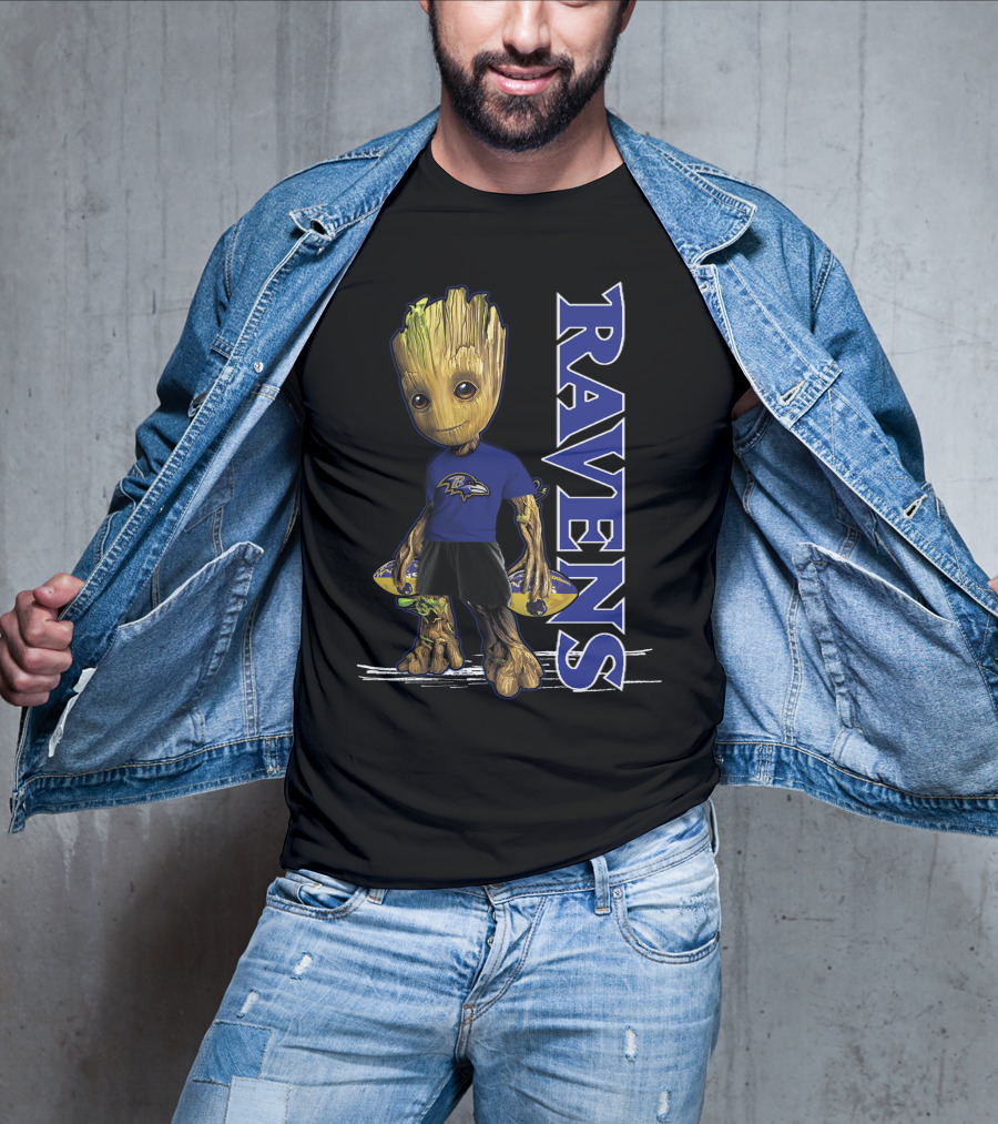 Groot Ravens Baltimore Football Fan T-Shirt