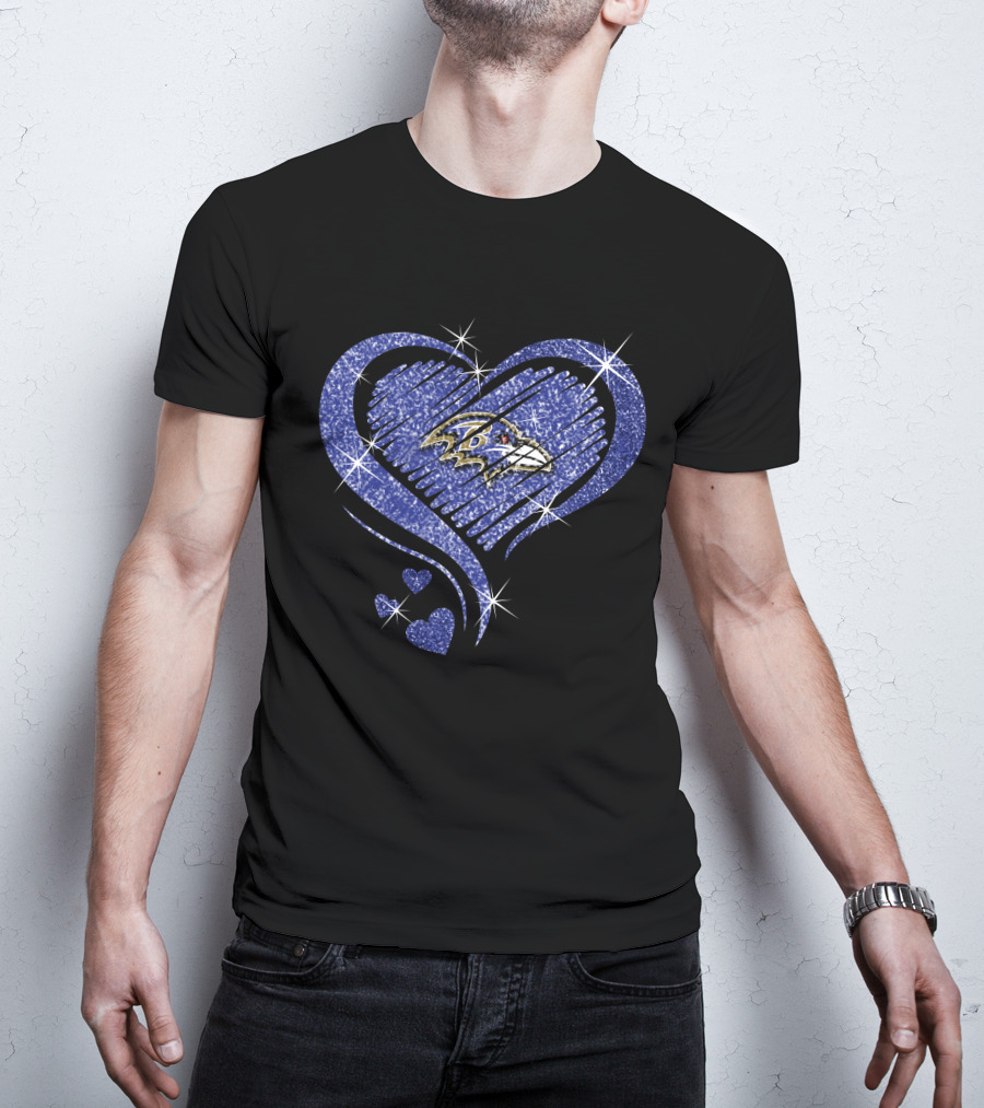 Heart Diamond Baltimore Ravens Sparkle T-Shirt
