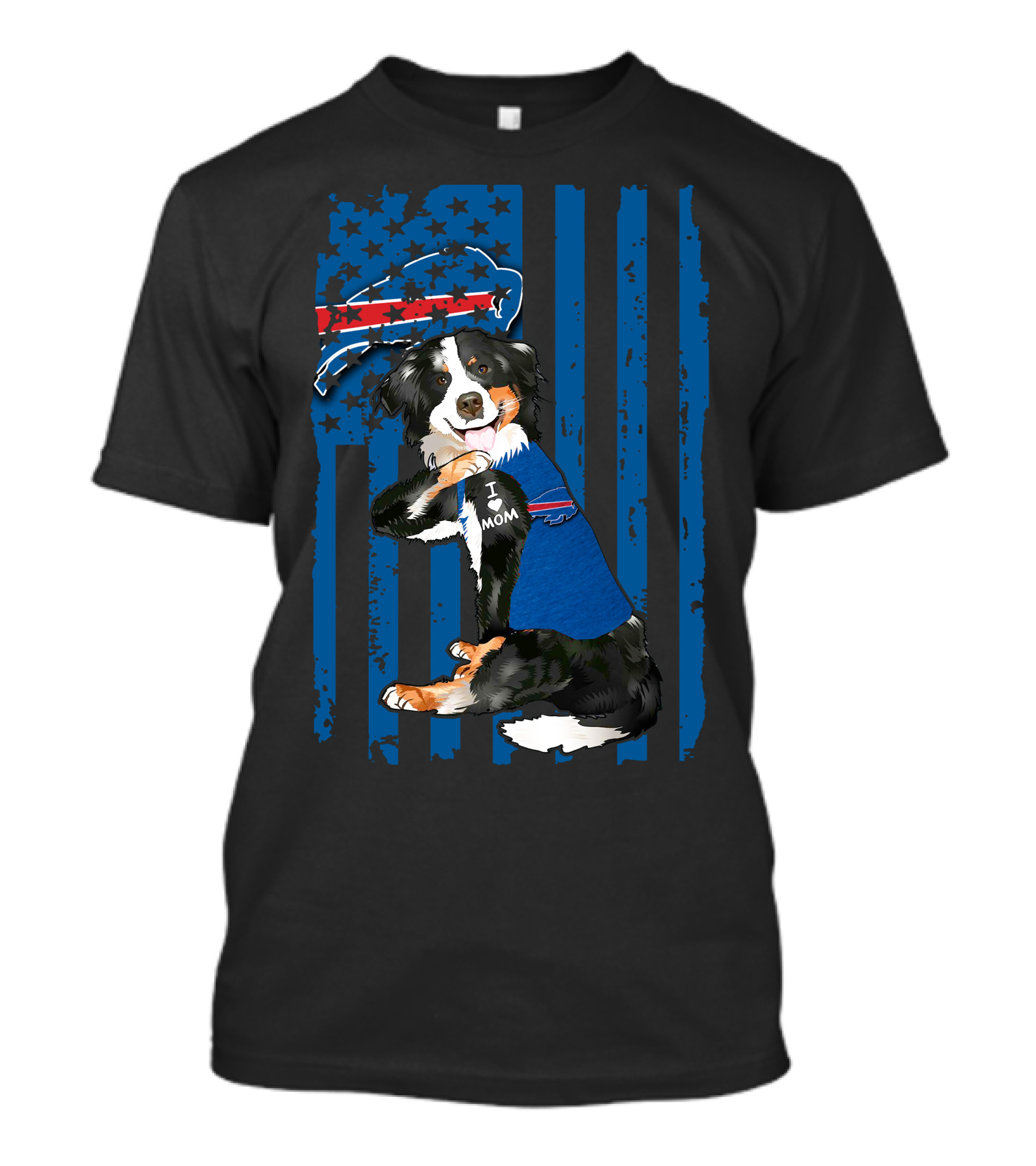 I Love Mom Border Collie Buffalo Bills Fan T-Shirt