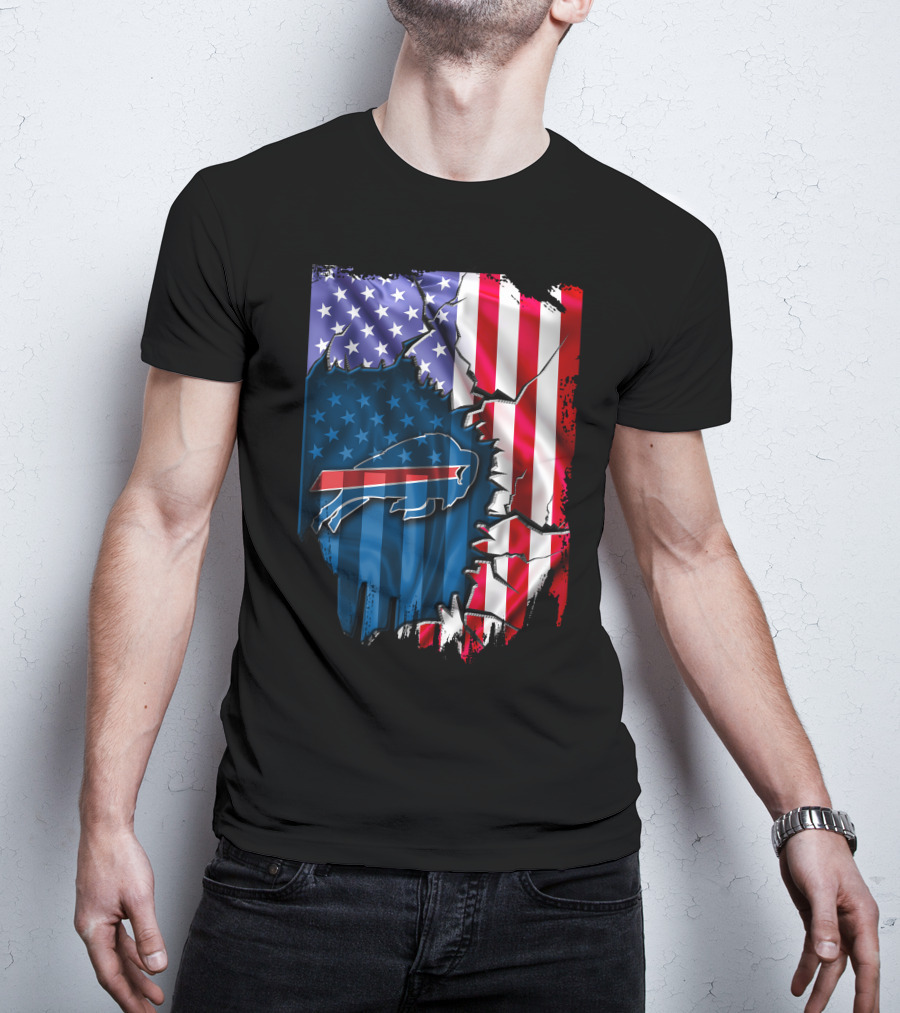 Buffalo Bills American Flag Cracked T-Shirt