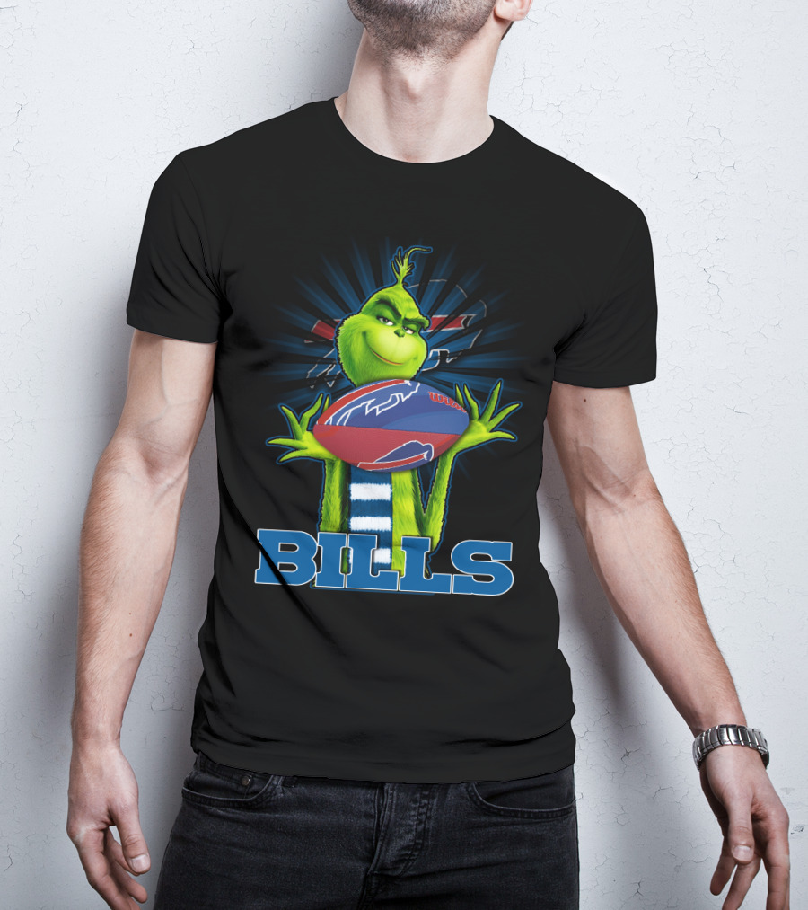 Grinch Holding Buffalo Bills Football T-Shirt
