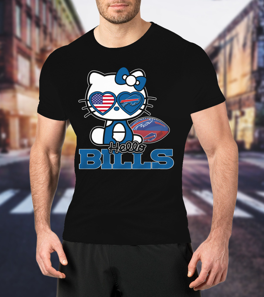 Hello Kitty Buffalo Bills USA Heart Mascot T-Shirt