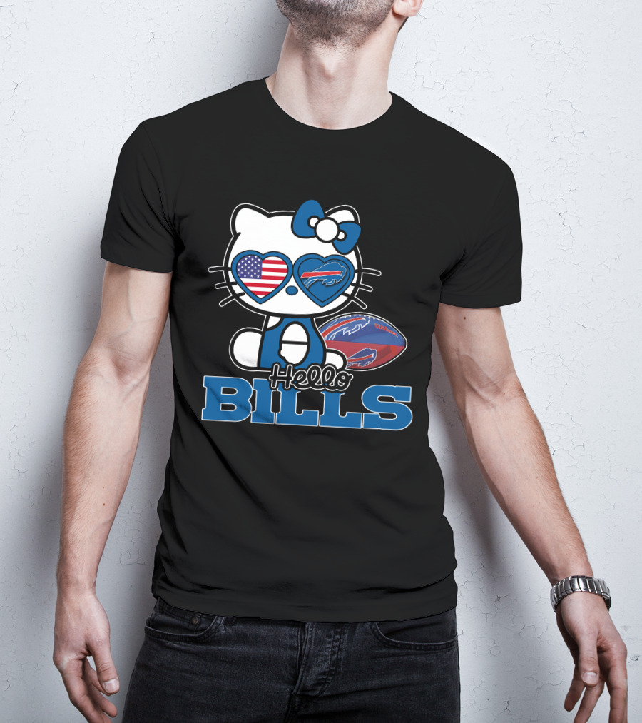Hello Kitty Buffalo Bills USA Heart Mascot T-Shirt