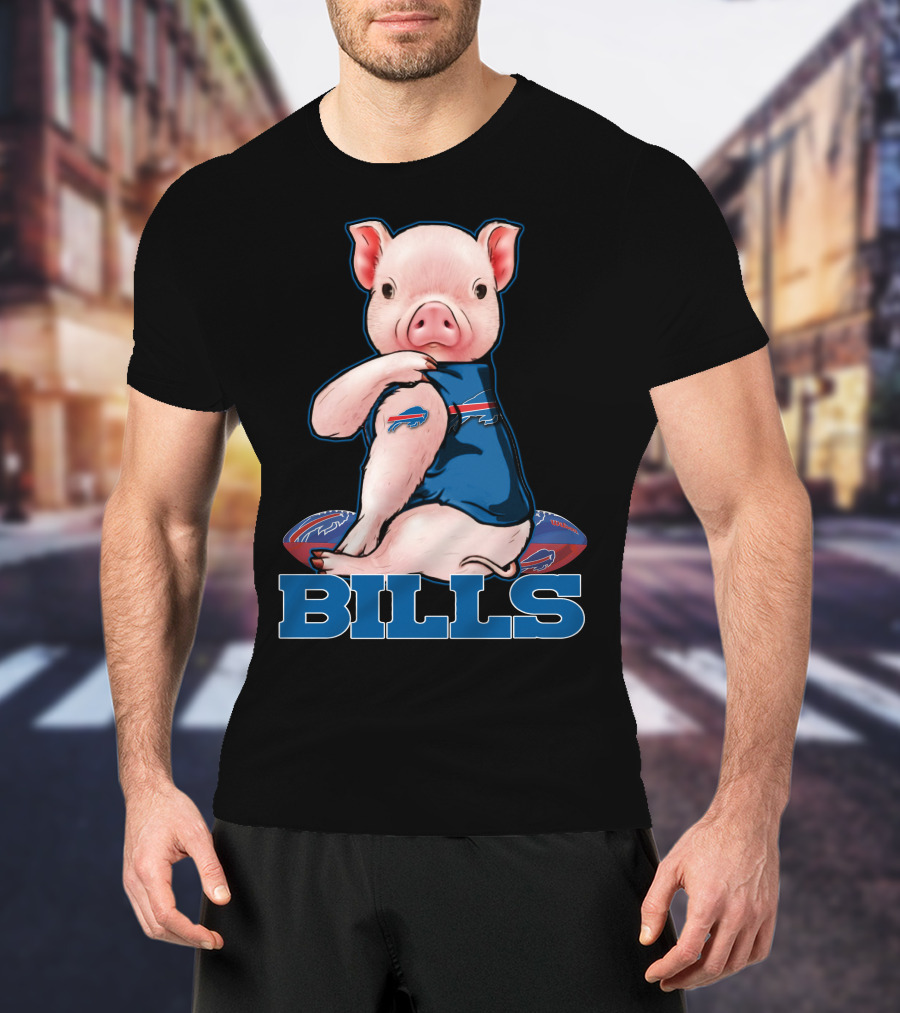 Pig Wearing Buffalo Bills Jersey T-Shirt