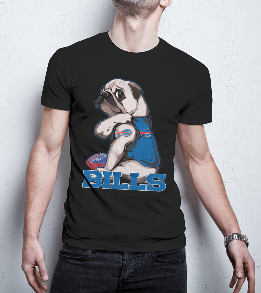 Pug Bills Buffalo Bills Football Team Fan T-Shirt