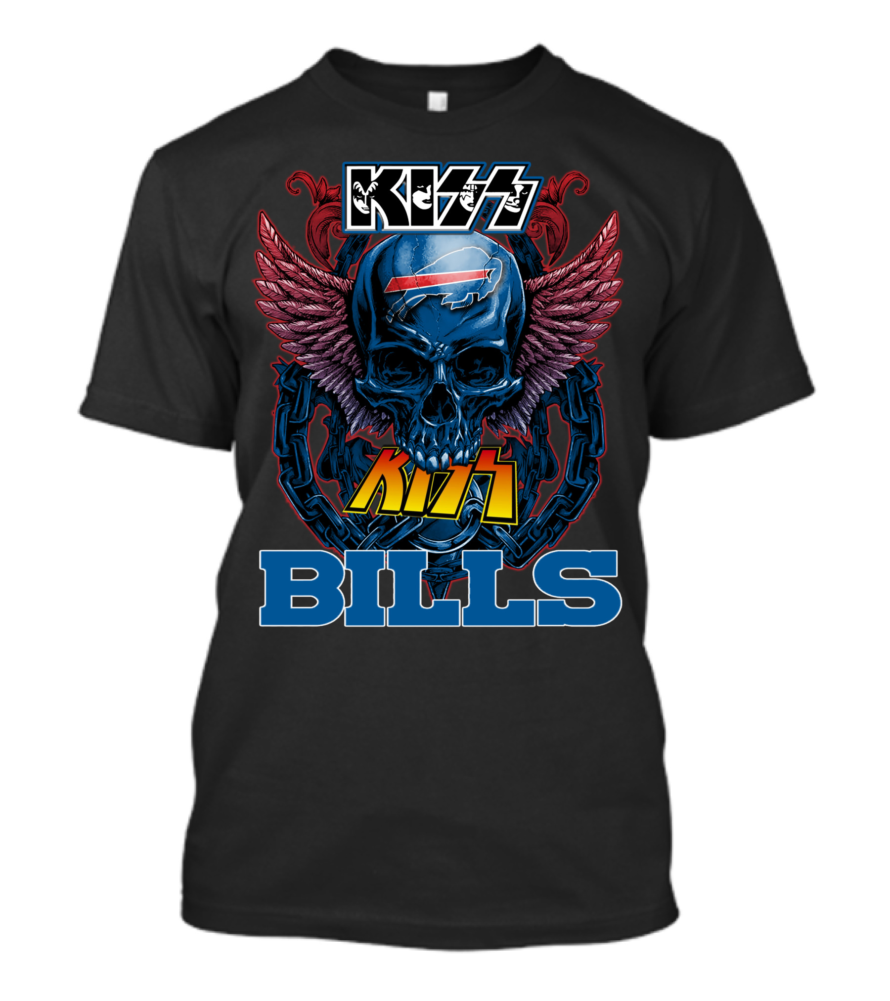 Kiss Buffalo Bills Skull Wings T-Shirt