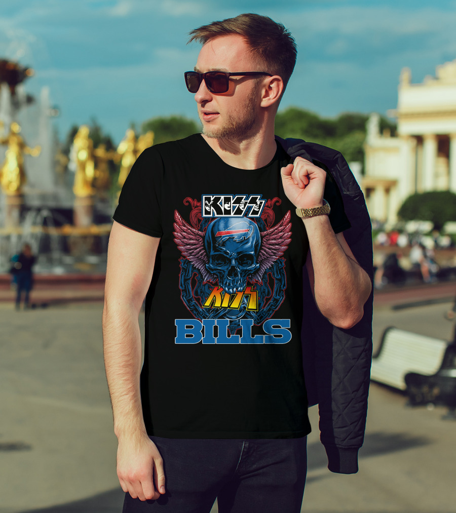 Kiss Buffalo Bills Skull Wings T-Shirt