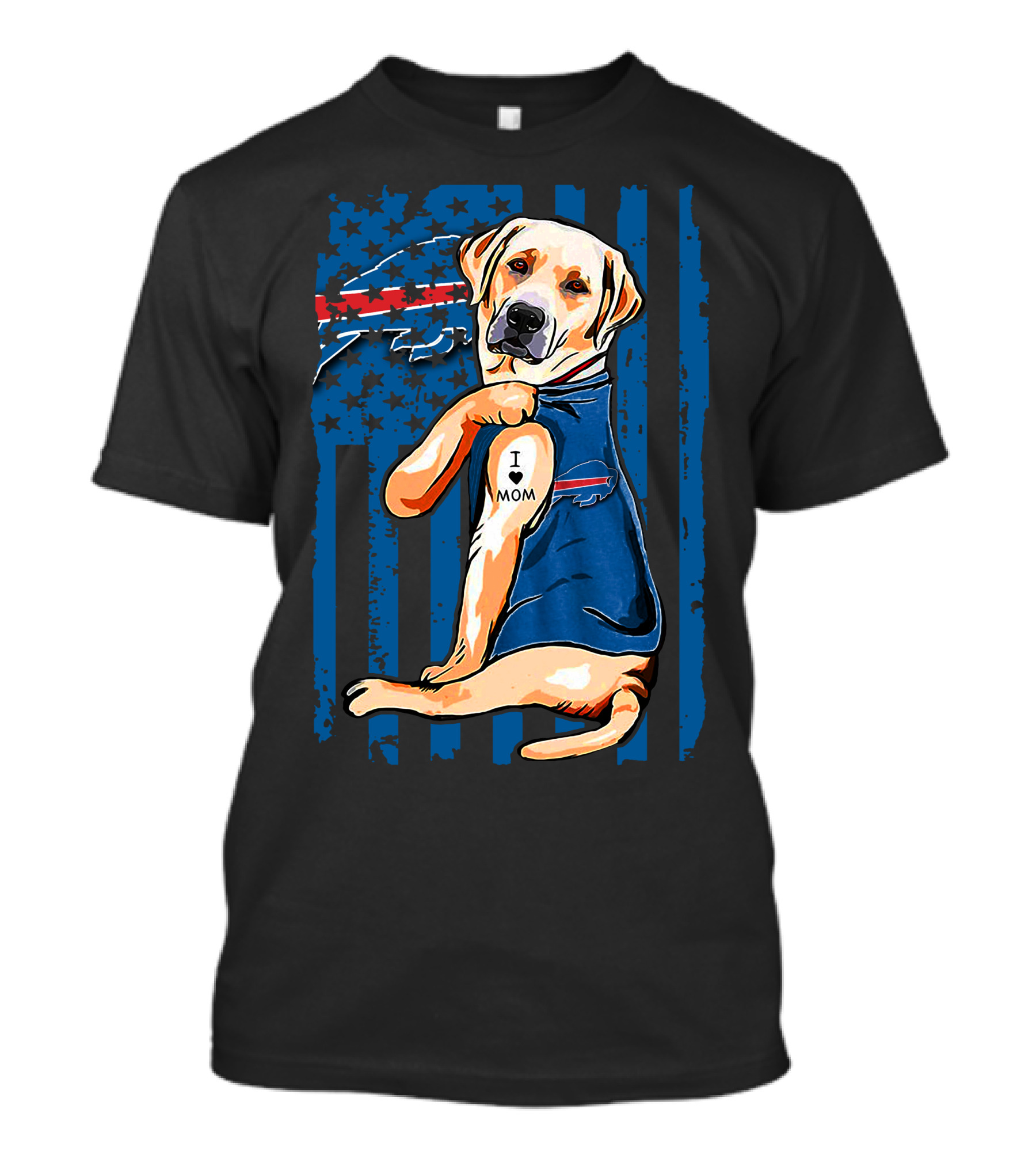 Labrador Retriever I Love Mom Buffalo Bills Fan T-Shirt
