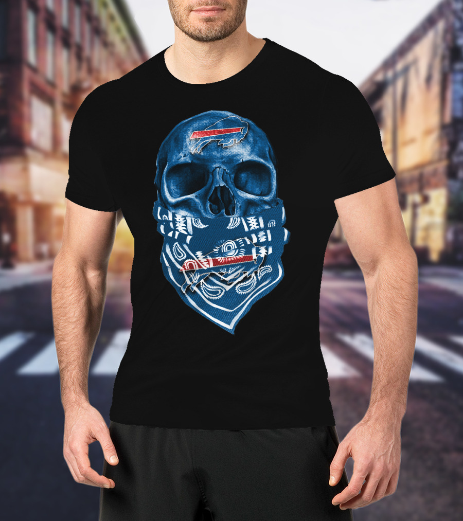 Buffalo Bills Skull Blue Bandana T-Shirt