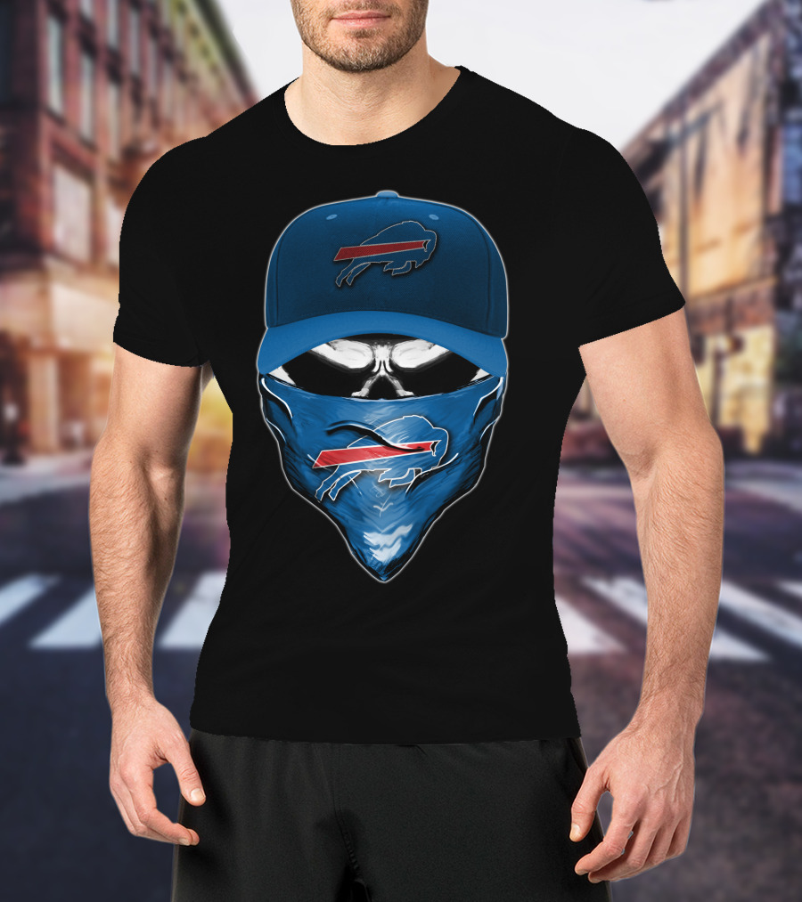Buffalo Bills Skull With Cap And Bandana T-Shirt