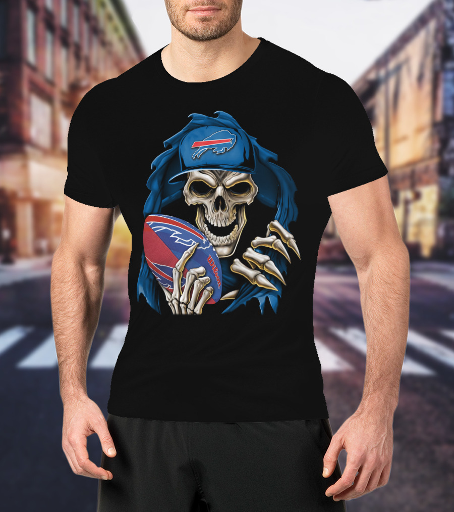 Buffalo Bills Skull Holding Football T-Shirt