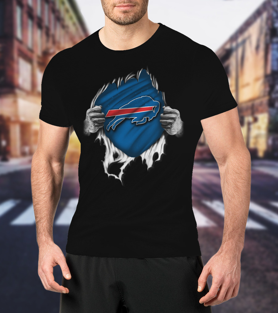 Torn Buffalo Bills Emblem Ripped Open By Hands T-Shirt